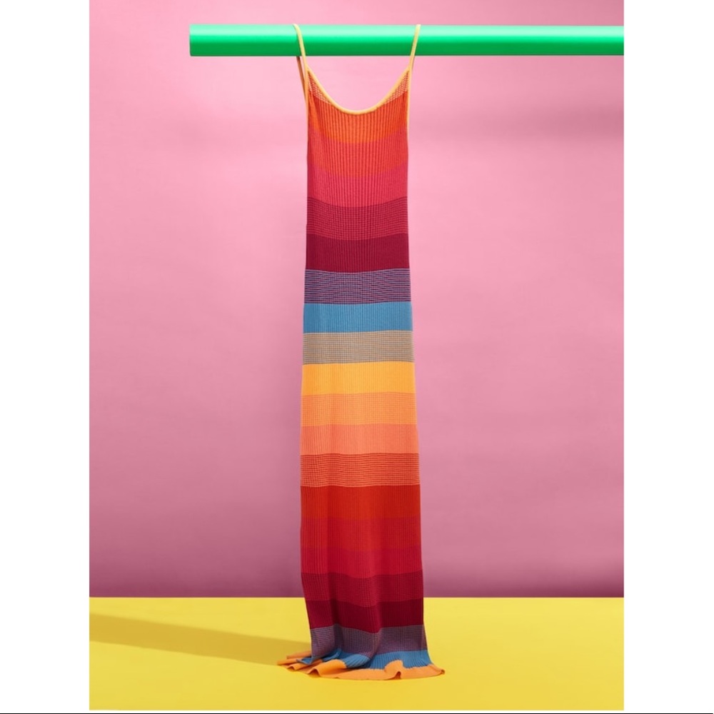 Banana Republic Pride 2020 Rainbow Knit MIDI Dress Size Large
